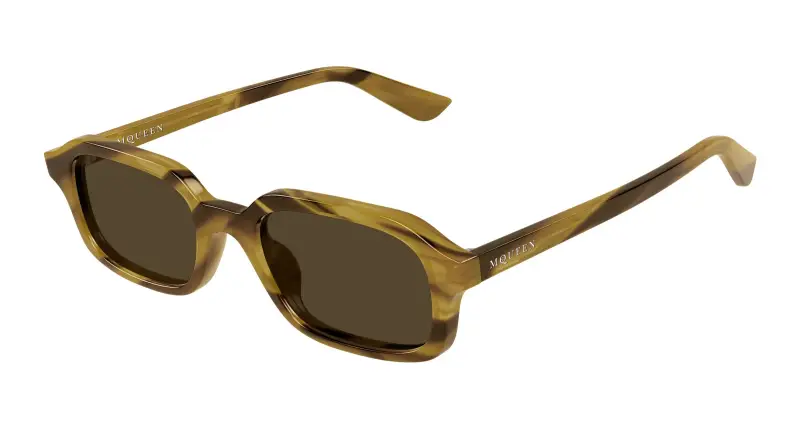 Uomo Alexander McQueen AM0558S 003 Occhiali da sole Acetato Havana Marrone Squadrata