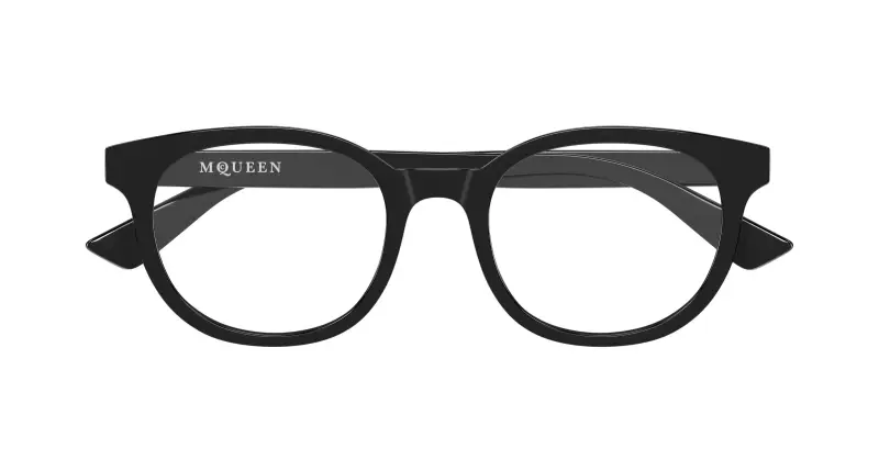 Uomo Alexander McQueen AM0567O 001 Montature da vista Acetato Nero Trasparente Rotonda miniatura 2