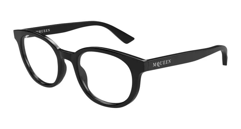 Uomo Alexander McQueen AM0567O 001 Montature da vista Acetato Nero Trasparente Rotonda