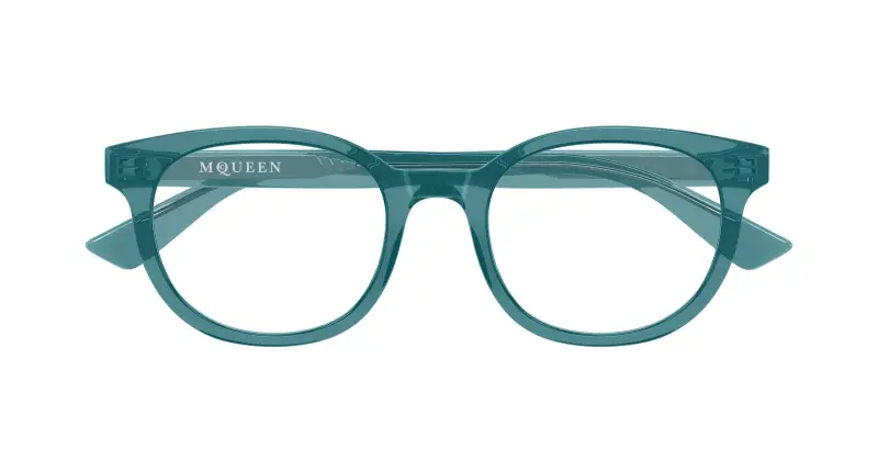 Uomo Alexander McQueen AM0567O 005 Montature da vista Acetato Blu Trasparente Rotonda miniatura 2