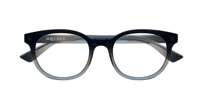 Uomo Alexander McQueen AM0567O 006 Montature da vista Acetato Blu Trasparente Rotonda miniatura 2