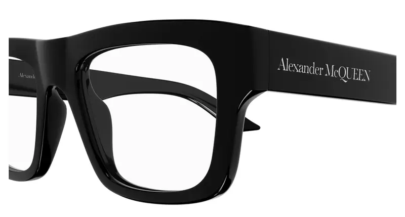 Alexander McQueen Uomo AM0452O 001 Montature da vista Acetato Nero Trasparente Squadrata miniatura 2