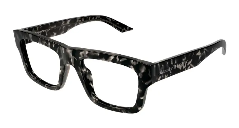 Alexander McQueen Uomo AM0452O 002 Montature da vista Acetato Havana Trasparente Squadrata