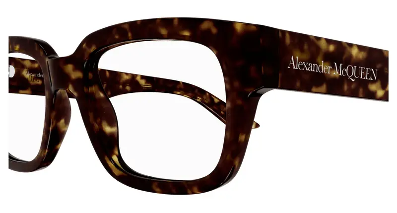 Alexander McQueen Uomo AM0454O 002 Montature da vista Acetato Havana Trasparente Squadrata miniatura 2