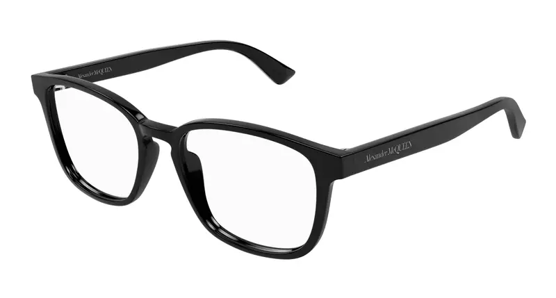 Alexander McQueen Uomo AM0462O 001 Montature da vista Acetato Nero Trasparente Squadrata