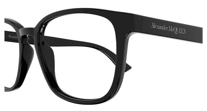 Alexander McQueen Uomo AM0462O 001 Montature da vista Acetato Nero Trasparente Squadrata miniatura 2