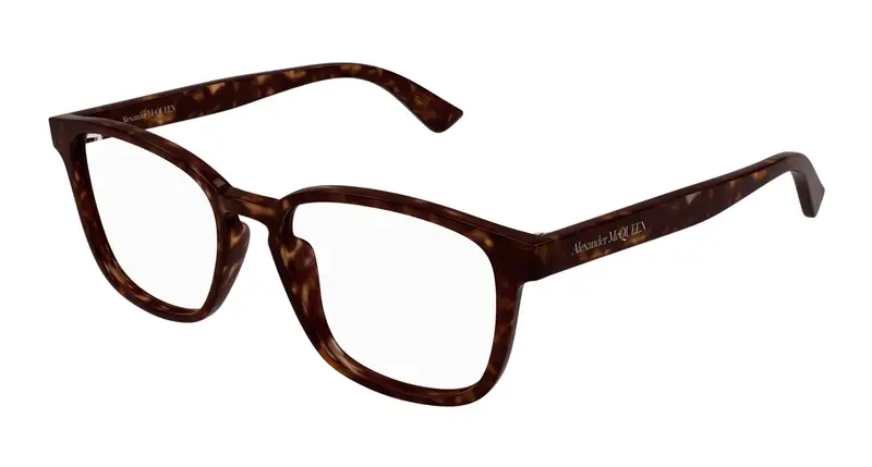 Alexander McQueen Uomo AM0462O 002 Montature da vista Acetato Havana Trasparente Squadrata