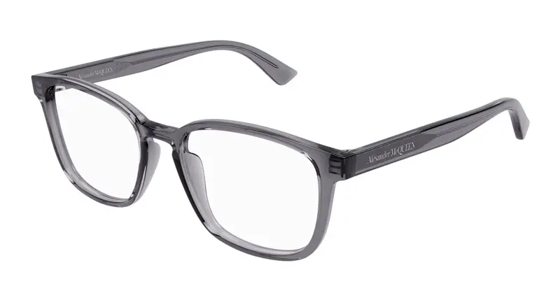 Alexander McQueen Uomo AM0462O 003 Montature da vista Acetato Grigio Trasparente Squadrata