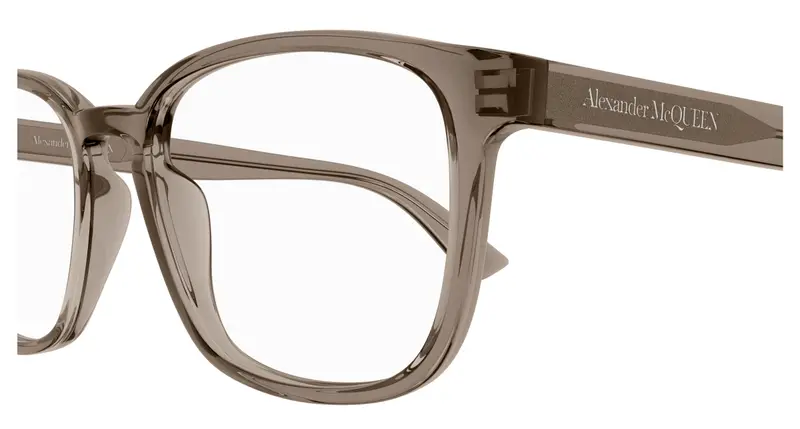 Alexander McQueen Uomo AM0462O 005 Montature da vista Acetato Marrone Trasparente Squadrata miniatura 2