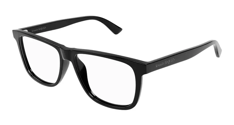Alexander McQueen Uomo AM0463O 001 Montature da vista Acetato Nero Trasparente Pilot