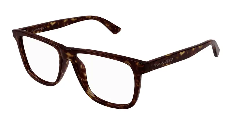 Alexander McQueen Uomo AM0463O 002 Montature da vista Acetato Havana Trasparente Pilot