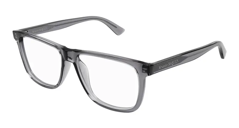 Alexander McQueen Uomo AM0463O 003 Montature da vista Acetato Grigio Trasparente Pilot