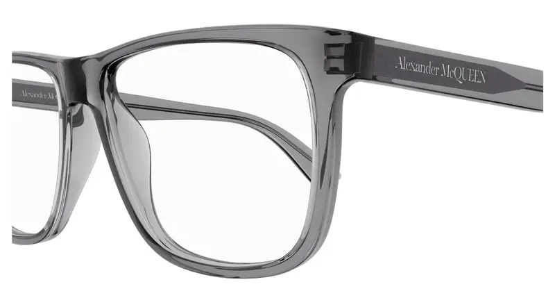 Alexander McQueen Uomo AM0463O 003 Montature da vista Acetato Grigio Trasparente Pilot miniatura 2