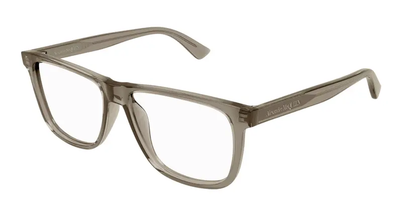 Alexander McQueen Uomo AM0463O 005 Montature da vista Acetato Marrone Trasparente Pilot