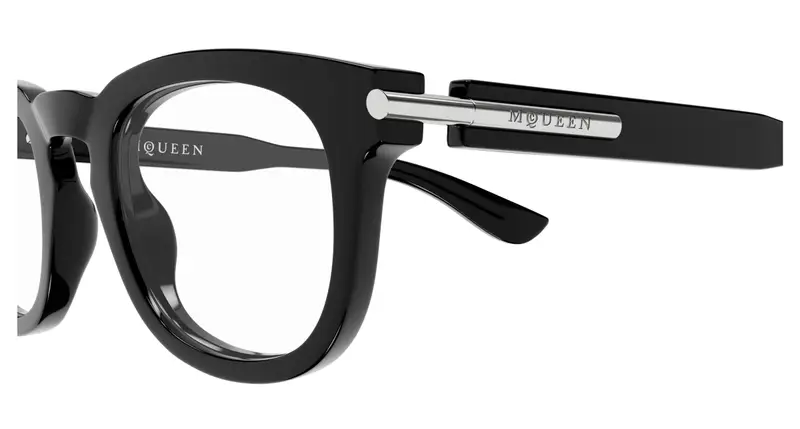 Alexander McQueen Uomo AM0498O 001 Montature da vista Acetato Nero Trasparente Rotonda miniatura 2