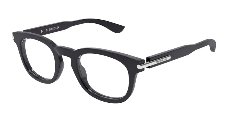 Alexander McQueen Uomo AM0498O 003 Montature da vista Acetato Grigio Trasparente Rotonda