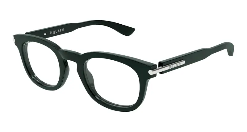 Alexander McQueen Uomo AM0498O 004 Montature da vista Acetato Verde Trasparente Rotonda