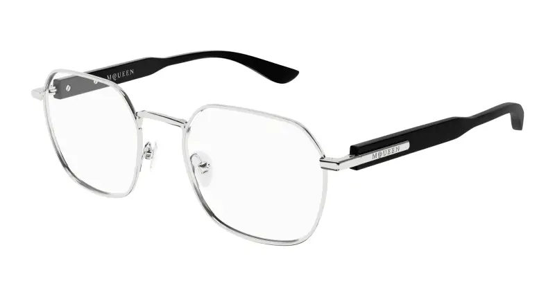 Uomo AM0499O 001 Montature da vista Acetato Argento Trasparente Geometrica