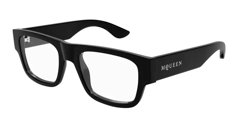 Alexander McQueen Uomo AM0511O 001 Montature da vista Acetato Nero Trasparente Squadrata