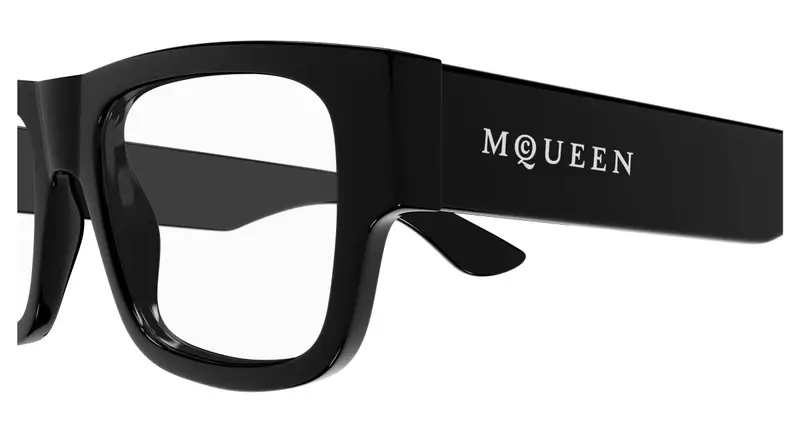 Alexander McQueen Uomo AM0511O 001 Montature da vista Acetato Nero Trasparente Squadrata miniatura 2