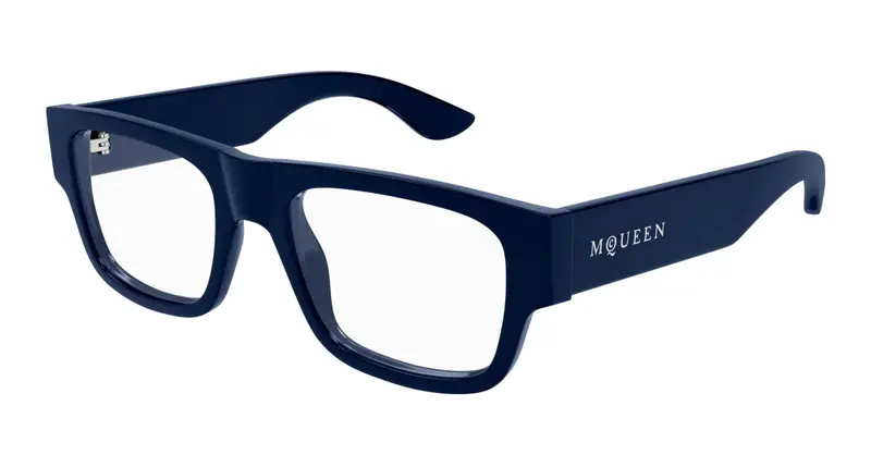 Alexander McQueen Uomo AM0511O 003 Montature da vista Acetato Blu Trasparente Squadrata