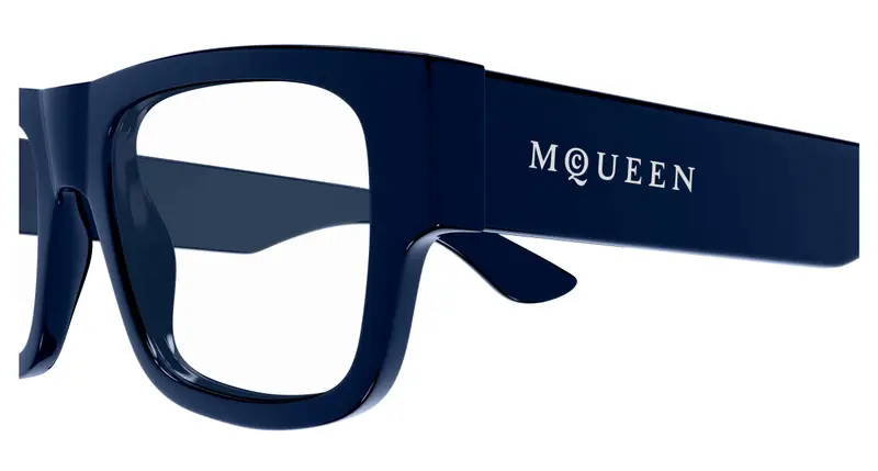 Alexander McQueen Uomo AM0511O 003 Montature da vista Acetato Blu Trasparente Squadrata miniatura 2