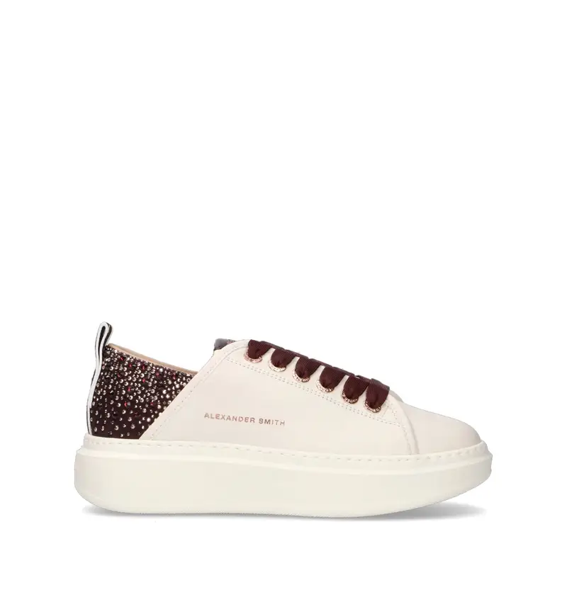 Sneaker donna bianca/bordeaux in pelle Vario
