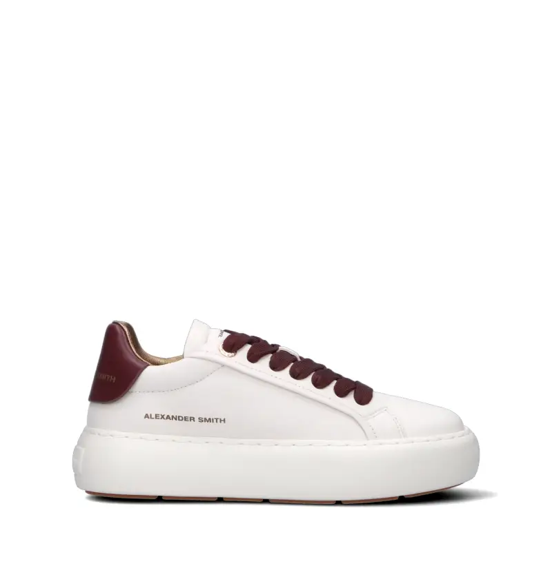Sneaker donna bianca/bordeaux in pelle Vario