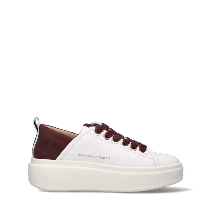 Sneaker donna bianca/bordeaux in pelle Vario
