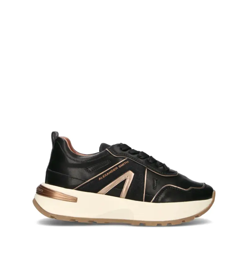 Sneaker donna nera in pelle Vario
