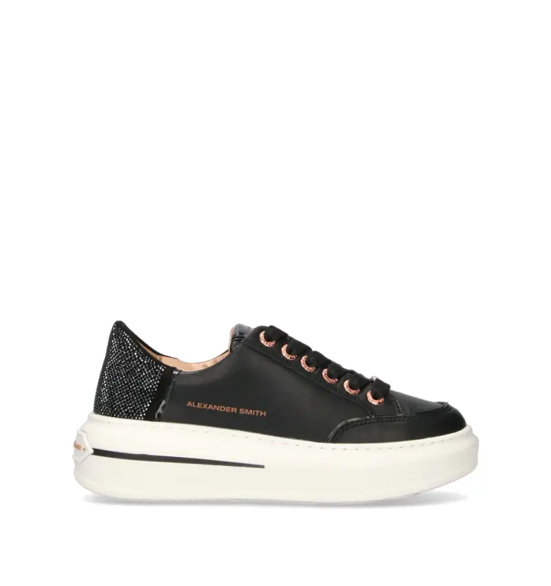 Sneaker donna nera in pelle Vario