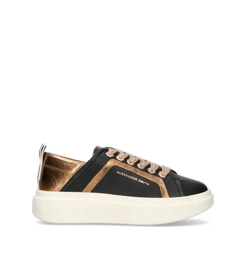 Sneaker donna nera/oro in pelle Vario