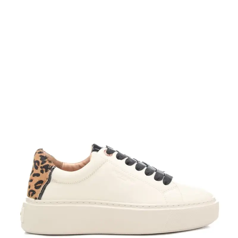 sneakers da donna london con inserto animalier sul retro bianche