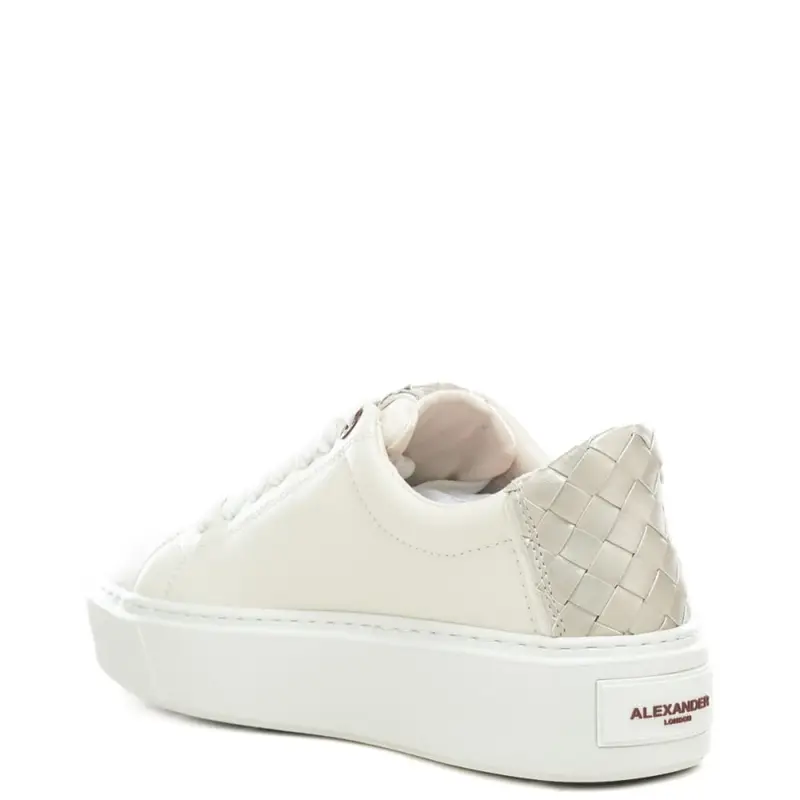 sneakers da donna london con inserto con dettagli a incrocio sul retro bianco argento miniatura 3