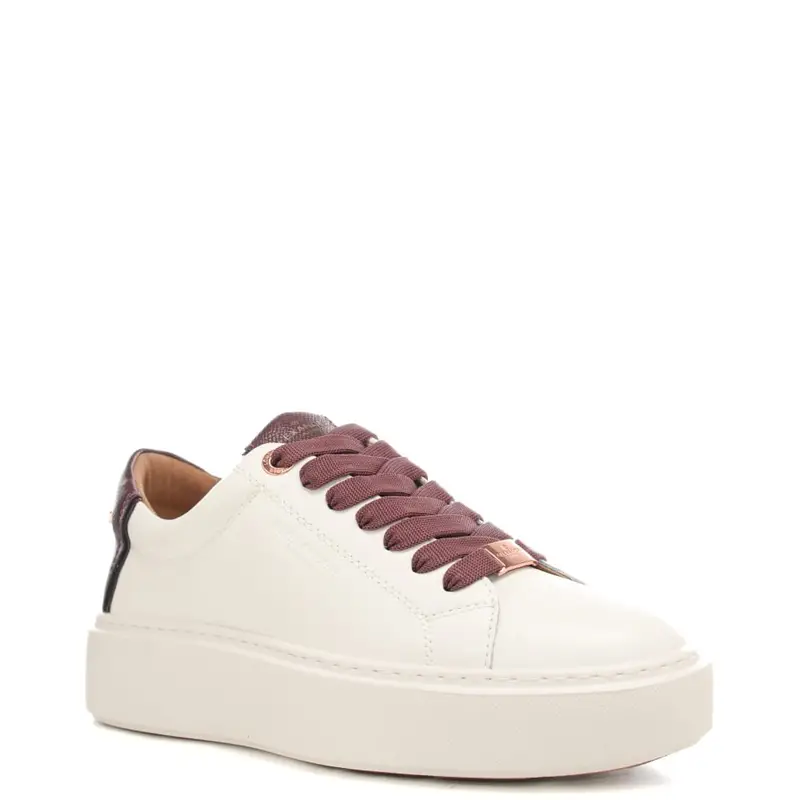 sneakers da donna london con lacci e inserto a contrasto sul retro bianco bordeaux miniatura 2