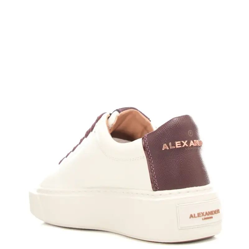 sneakers da donna london con lacci e inserto a contrasto sul retro bianco bordeaux miniatura 3