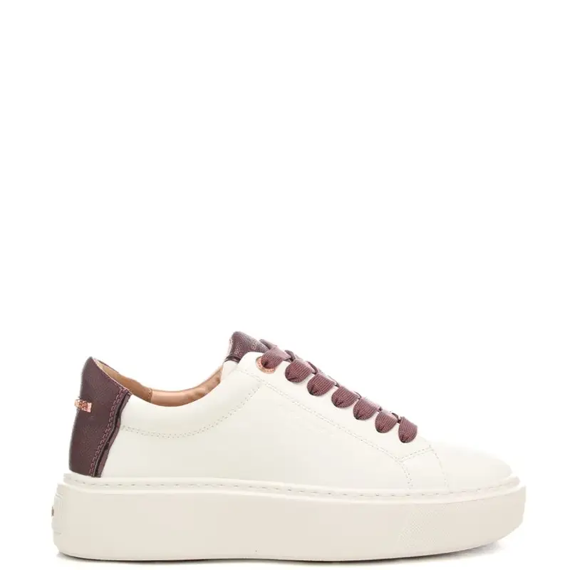 sneakers da donna london con lacci e inserto a contrasto sul retro bianco bordeaux