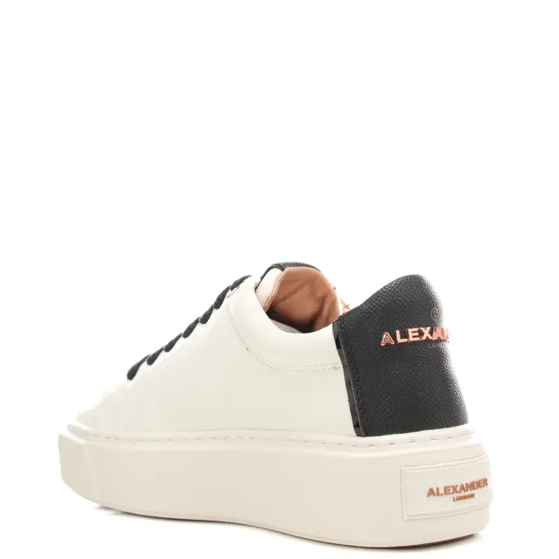 sneakers da donna london con lacci e inserto a contrasto sul retro bianco nero miniatura 3