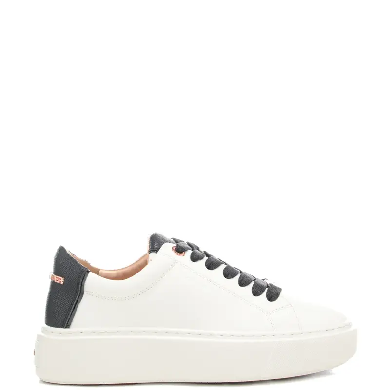 sneakers da donna london con lacci e inserto a contrasto sul retro bianco nero