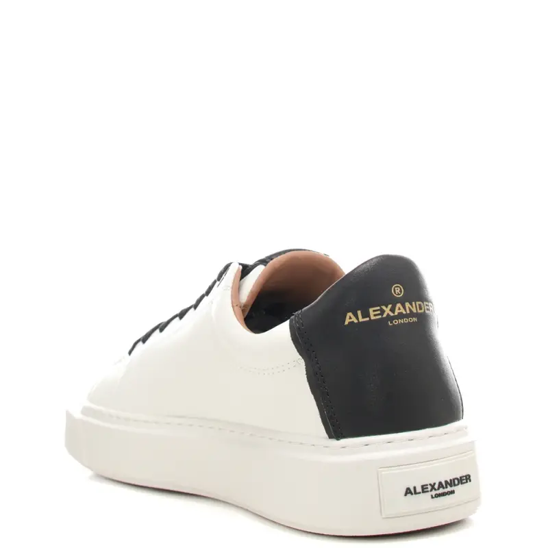 sneakers da uomo london con lacci e inserto a contrasto sul retro bianco nero miniatura 3