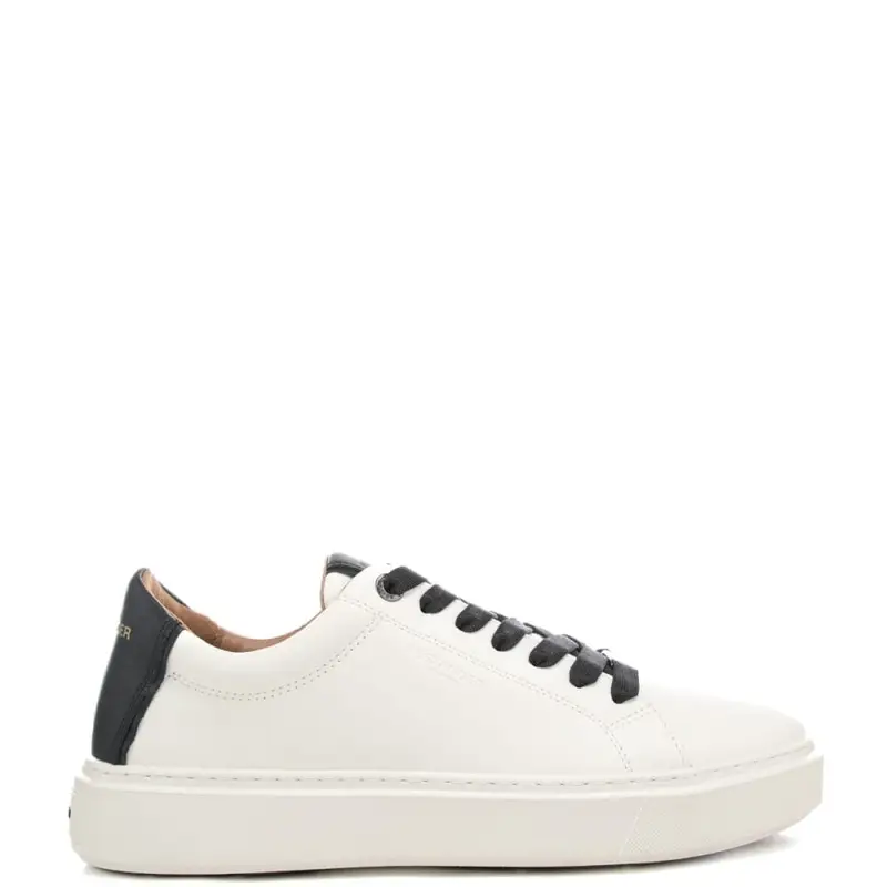 sneakers da uomo london con lacci e inserto a contrasto sul retro bianco nero