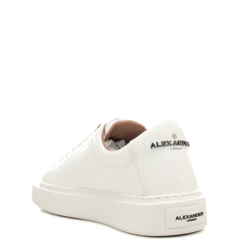 sneakers da uomo london con logo lettering in metallo in rilievo sul retro bianche miniatura 2