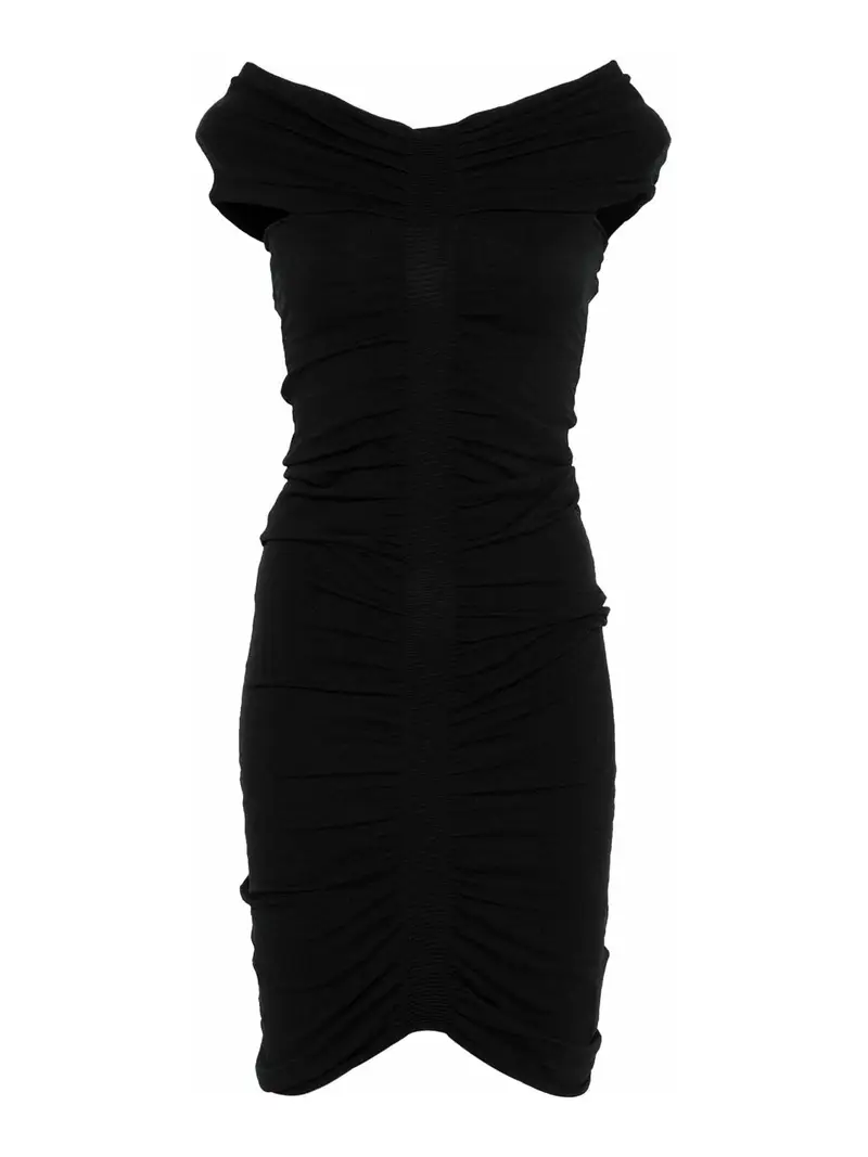 Abito increspato con spalle scoperte Nero