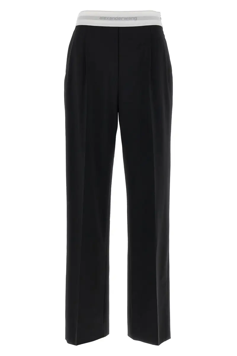 Pantalone Elastico Logo Bianco