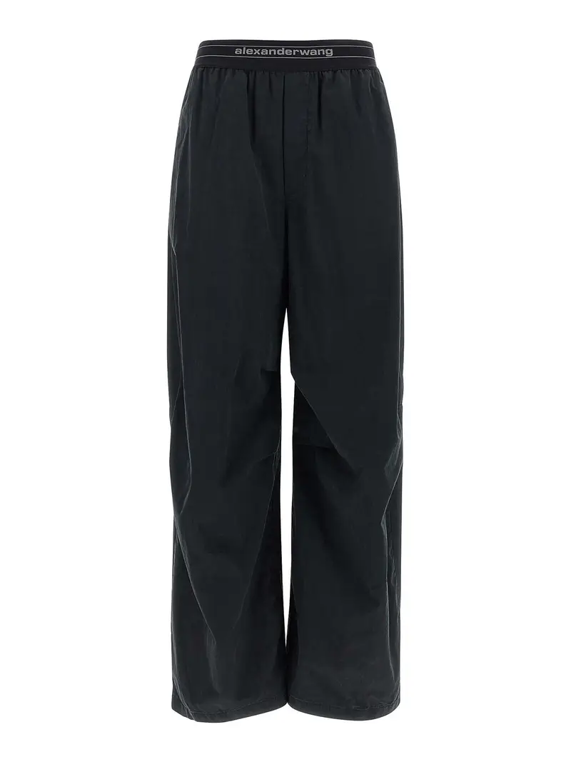 Pantaloni elastici del logo Nero