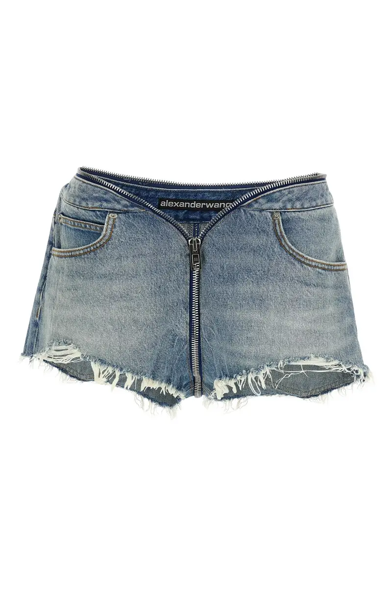 Short Zip V-Waist Azzurro