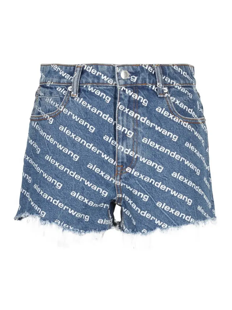 Shorts in denim con logo Lavaggio scuro