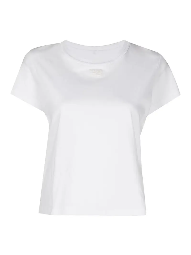 T-shirt girocollo in cotone con logo Bianco