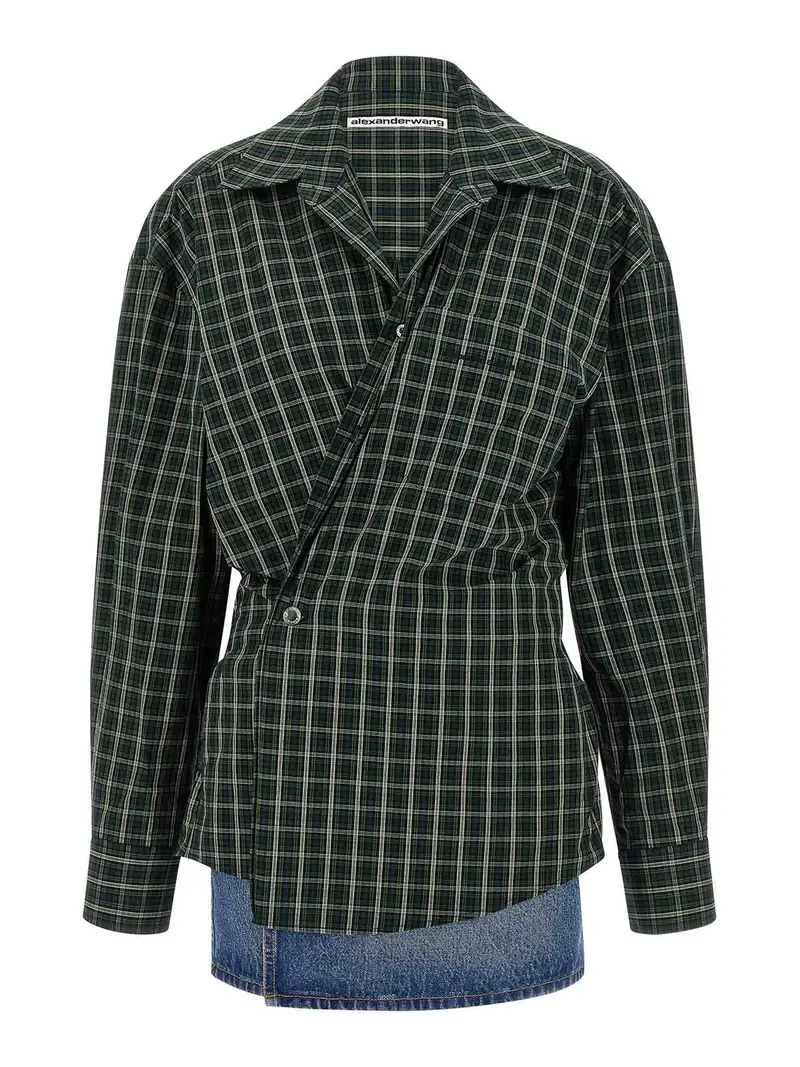 Vestito camicia a portafoglio Verde
