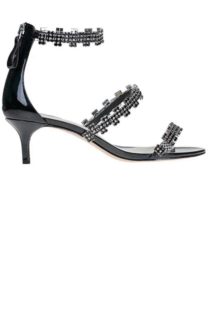 Alexandre Birman Sandali gioiello nero in pelle con strass